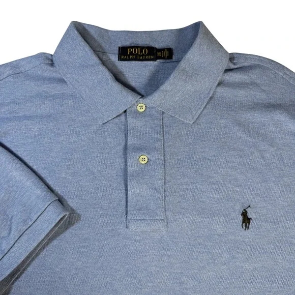 Polo Ralph Lauren Mens Short Sleeve Light Blue Polo Shirt Classic Fit Size‎ XL