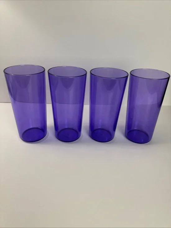 Tupperware Sheerly Elegant amethyst Purple Acrylic Tumblers Cups Set of 4 14oz