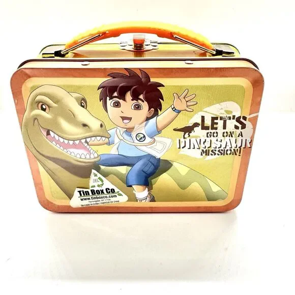 Go Diego Go Dinosaur Mission Tin Lunch Box Nick Jr 2013 Viacom Yellow Orange