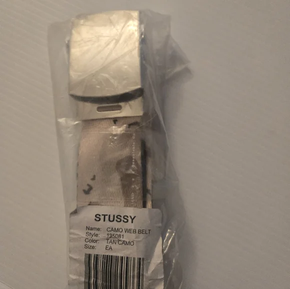 Tan Camo Web Belt 2014 Metal Tip Style 135081 Stussy Vintage Nwt Y2k