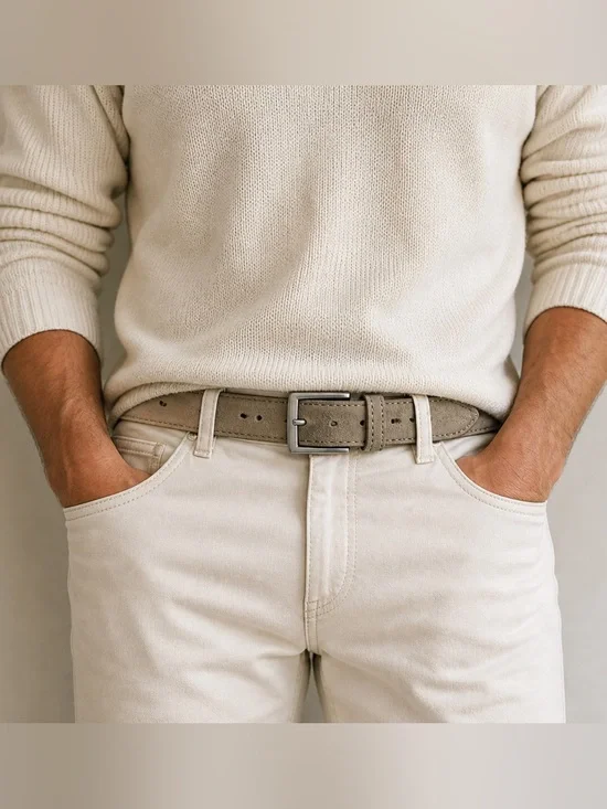 Daniel Cremieux Designer Collection Suede Leather Belt Size L Gray Brown