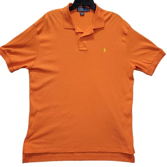 Polo by Ralph Lauren‎ Mens L Orange Polo Shirt Short Sleeve Cotton