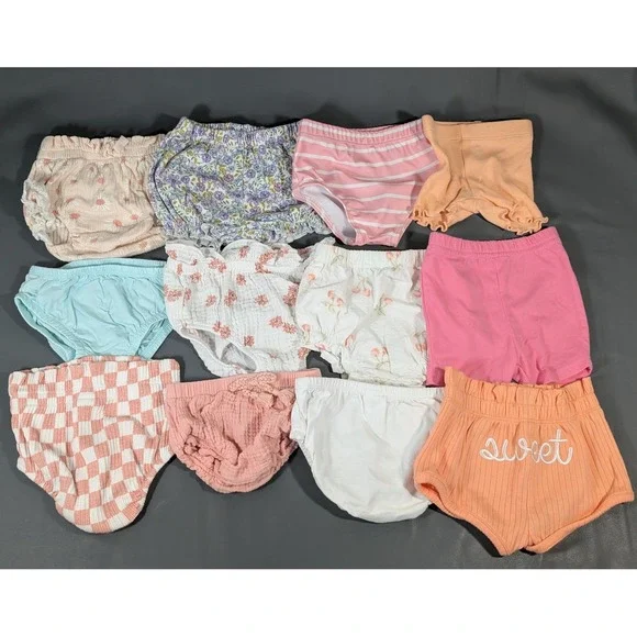 Baby Girl Bloomers Diaper Covers Lot 12pc Carters Garanimals 0-9M Floral -bb10
