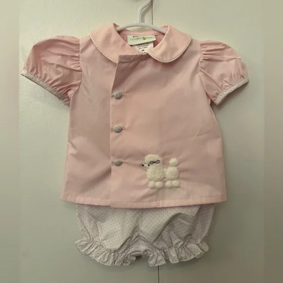 Petit Ami Pink Poodle Two-Piece Diaper Cover Set