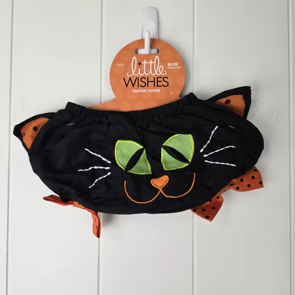 Little Wishes Diaper Cover Black Cat Halloween