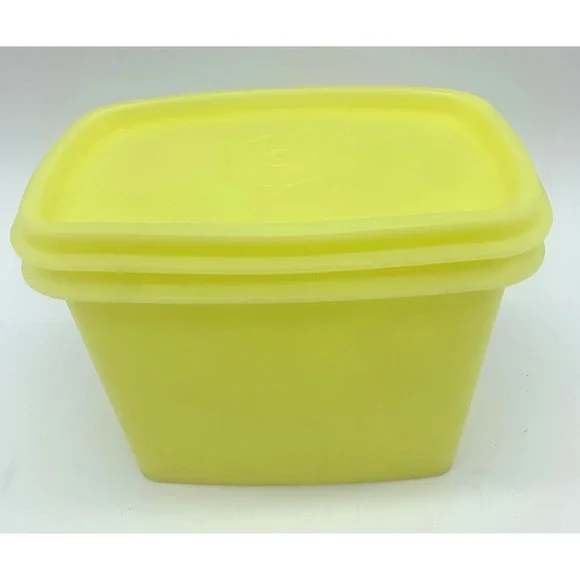 Tupperware Storage Container Yellow Rectangular Vintage 1243-3 with Lid