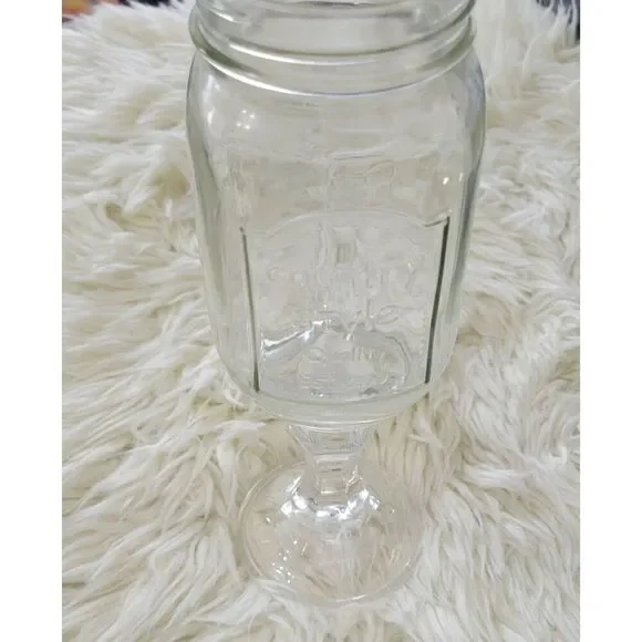 Country Style Qaulity Mason Jar Goblets Wine Glass Clear Pedistal