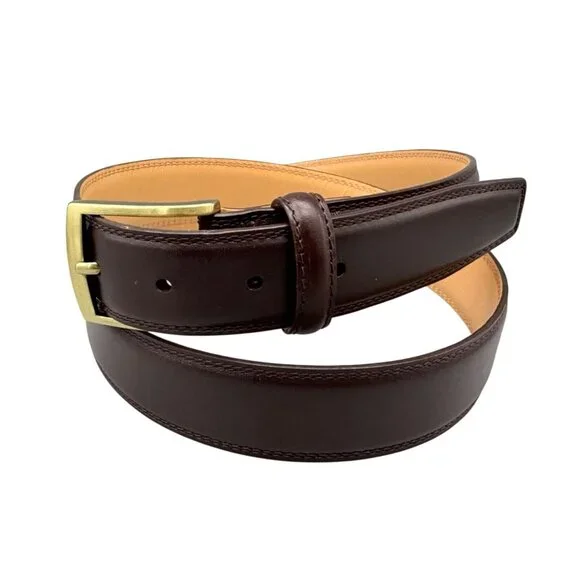 Lands' End Men's Dress Belt Sz 38 Glove Dark Brown Cowl Leather 472993 Classic