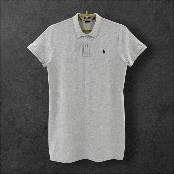 Polo Ralph Lauren Dress Womens XL Gray Polo Shirt Dress Cotton Mesh
