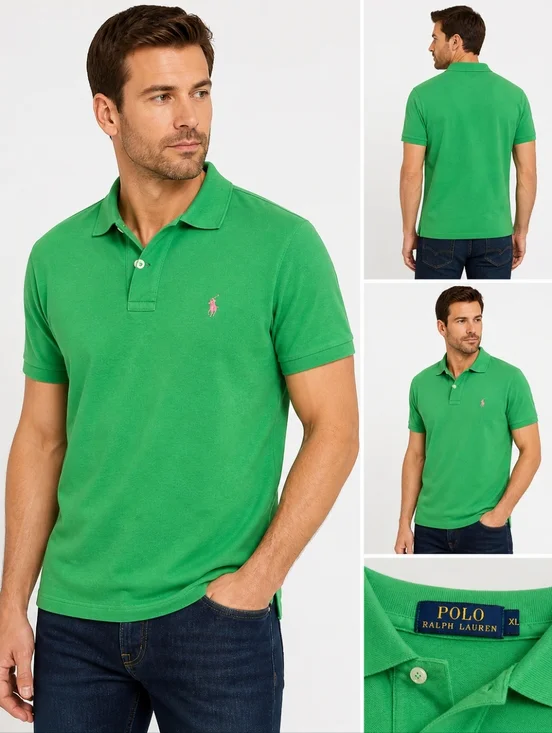 Polo Ralph Lauren Men's Polo Shirt XL Green PinkPony Logo Classic Fit Cotton.