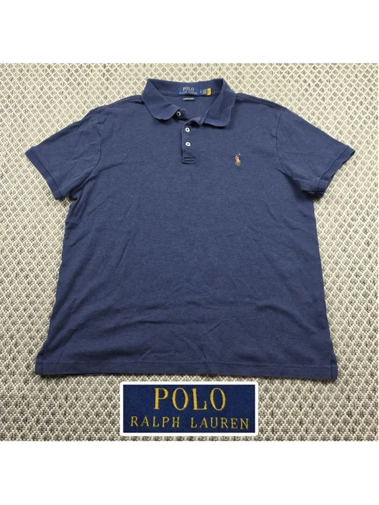 Polo Ralph Lauren Custom Slim Fit Polo Shirt Mens Large Blue Pony Logo