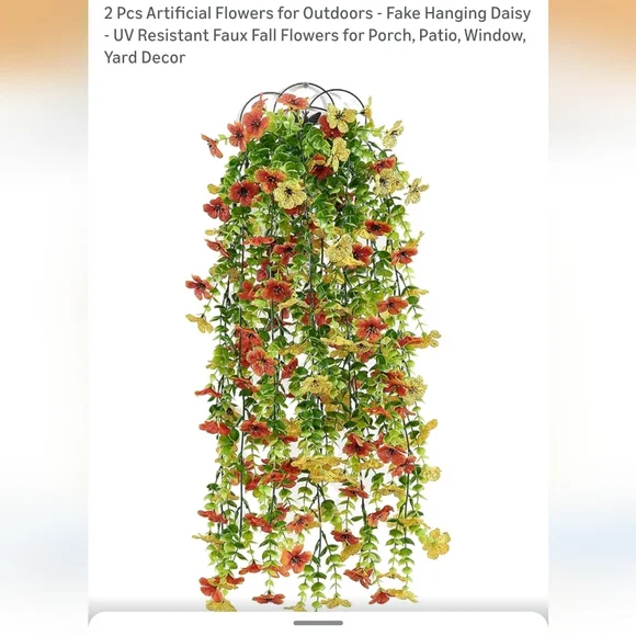 Artificial Hanging Daisy Flowers - Red and Yellow