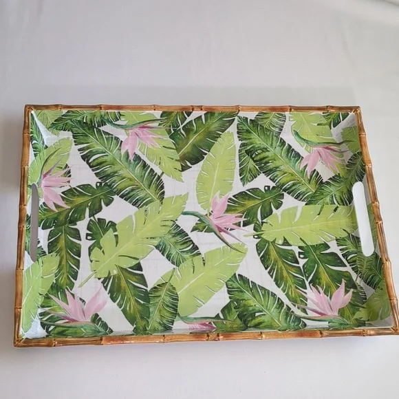 Tommy Bahama Palm Leave & Birds Of Paradise Melamine Serving Tray 19 5