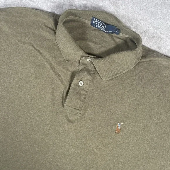 Polo Ralph Lauren Vtg‎ Polo Shirt Mens Lg Brown Flesh Pony Short Sleeve Preppy