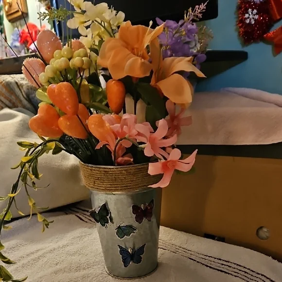 From mom's closet Hand decorated by mom.Brighten your space with these Flowers