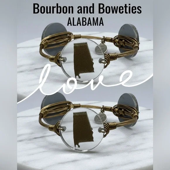 Bourbon and Boweties Alabama State Wire Wrapped Bangle Bracelet Handmade