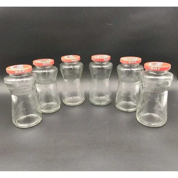 Set-6 Bottles Lids 16 Oz Jars Clean Glass‎ Caps Reusable Empty Pace Picante📏📸