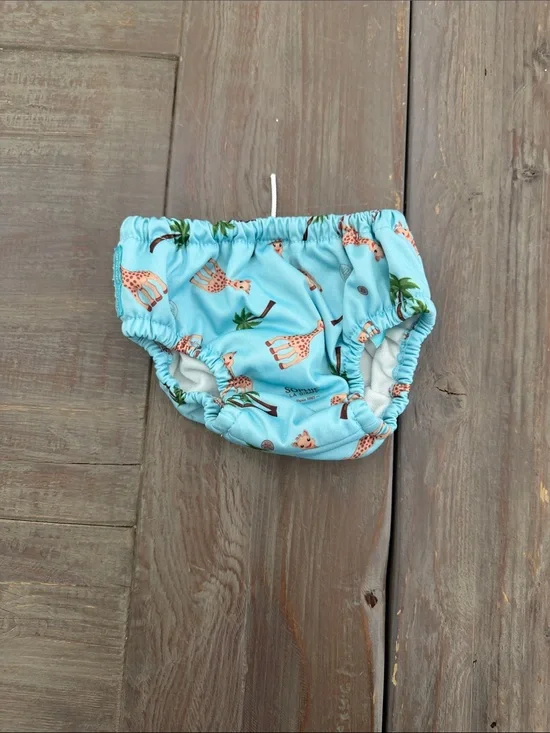 Reusable Swim Diaper for Kids - Light Blue Giraffe Print