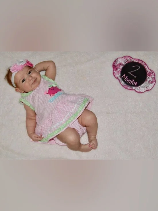 Nursery Rhyme Pink & Green Striped Dress with Crab Diaper Cover