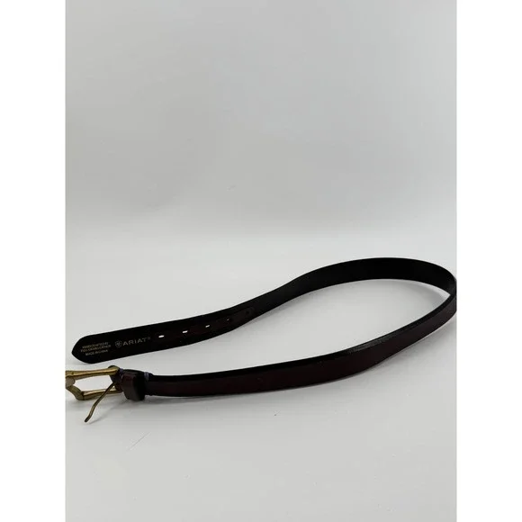 Ariat Mens Brown Full Grain Leather Western Belt Brass Buckle 32