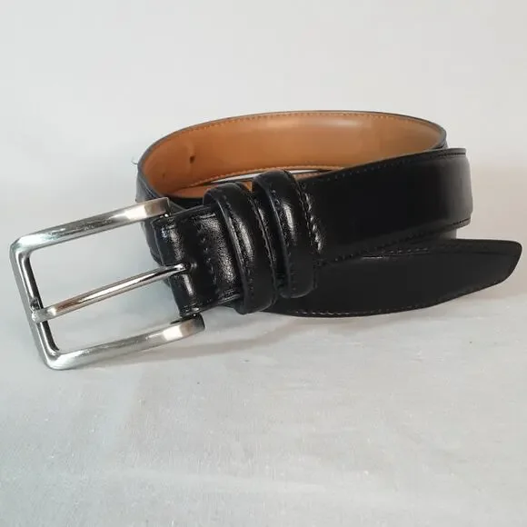 💎Mens Basic Black Mixed Leather & Synthetic Belt 46/48 Waist Double Loops