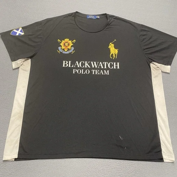 Polo Ralph Lauren Shirt Mens Big 2X Black Blackwatch Polo Team Jersey Tee