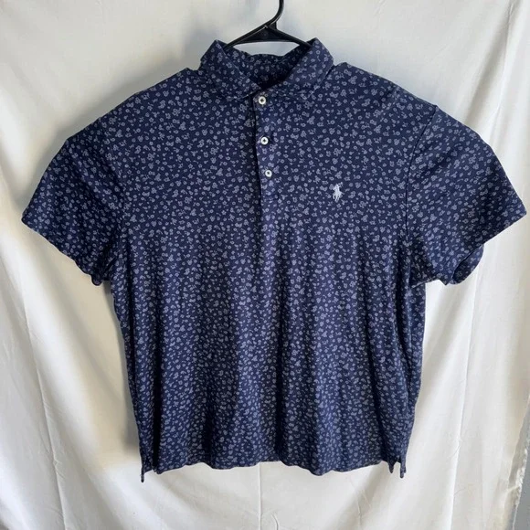 Polo‎ Ralph Lauren Polo Mens XL Navy Blue Floral Ditsy Custom Slim Fit Shirt