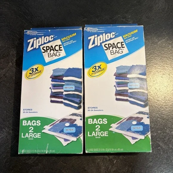 NEW Ziploc Space Bag Vacuum Seal LARGE‎ Storage Bags 4 Bags Total 20-24 Sweaters