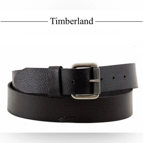 Timberland Men’s Pebble Leather Belt Distressed Silver Tone Buckle Size 38