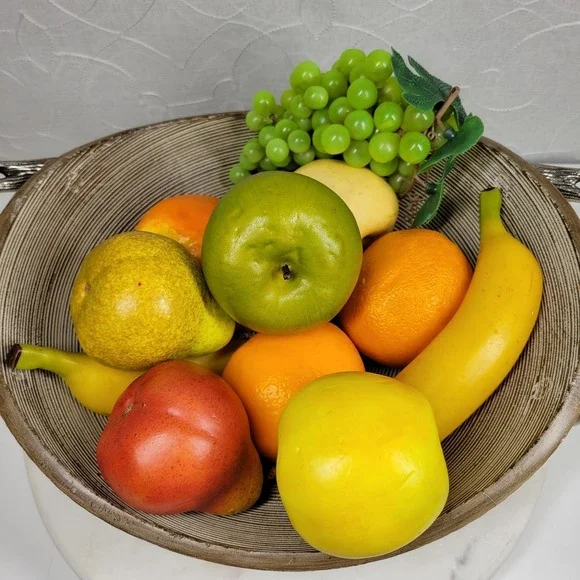 Vintage Artificial Assorted Fruit Hollow Faux Apples Banana Grapes Orange