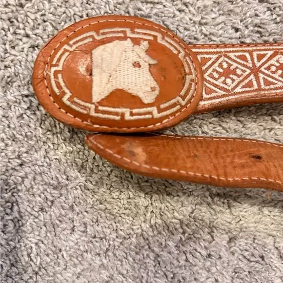 Brown Leather Horse Motif Belt