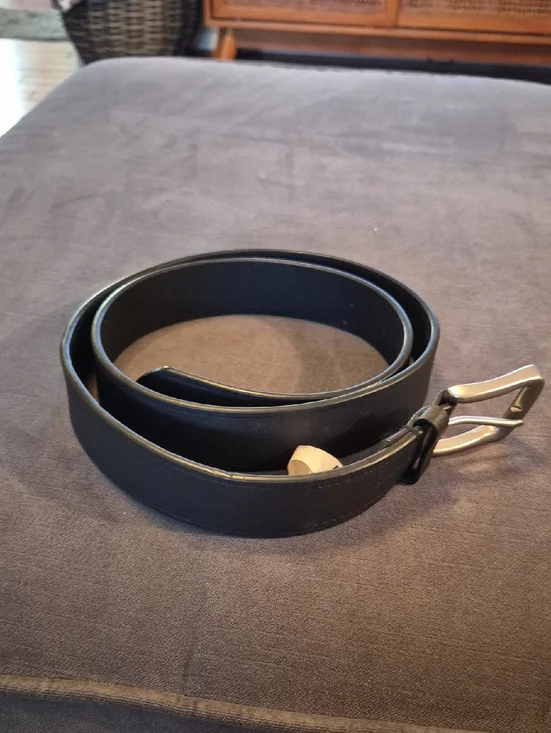 Chaps Black Leather Belt with Silver-Tone Buckle