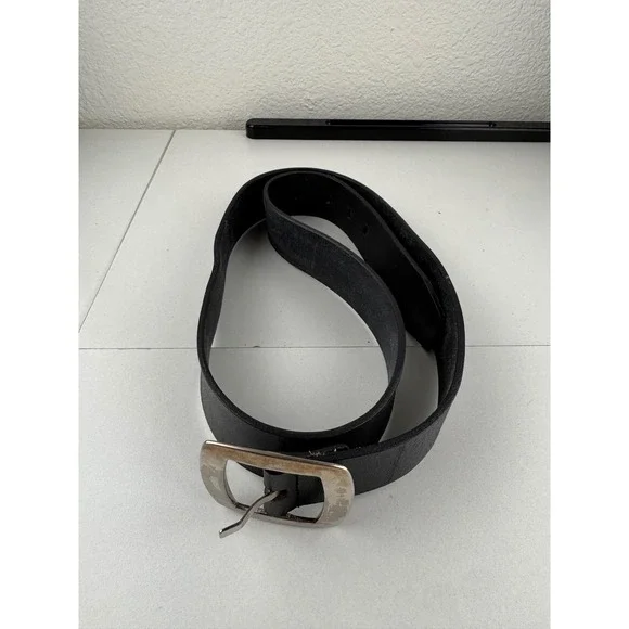 Calvin Klein Jeans Black‎ Leather Belt Silver Buckle Men Women Size Medium