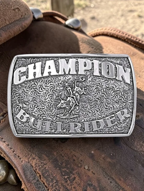 Montana Silversmiths‎ Fine Silver Champion Bull Rider Buckle Retail $130 ~ NEW