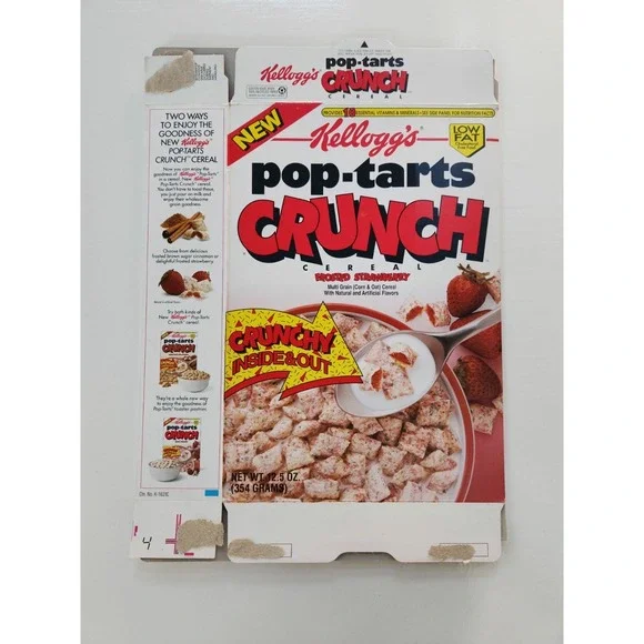 1995 Kellogg's Pop-Tarts Crunch Frosted Strawberry‎ Cereal Box