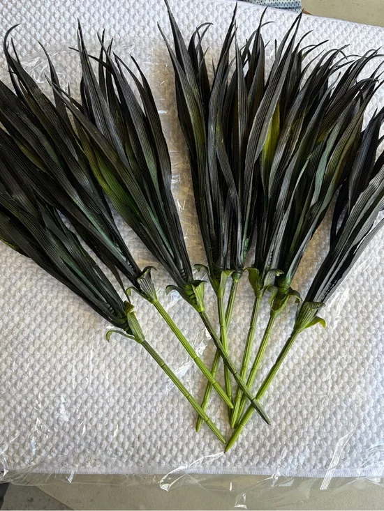 Artificial Black and Green Grass Spray Stems - Set of 8