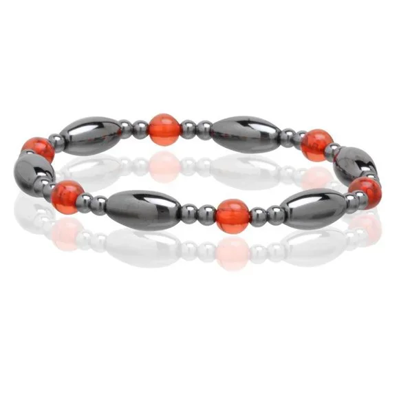 Magnetic Hematite Red Bracelet, Beaded Gemstone Stretchable Bracelet