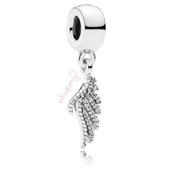 EUC Pandora 791750CZ 925 Silver Majestic Feathers Phoenix Feather Dangle Charm
