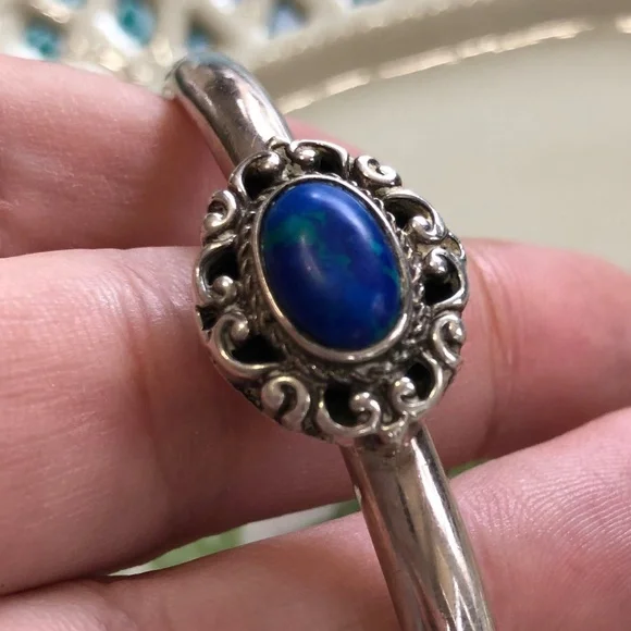 Vintage Sterling Silver‎ Azurite Malachite Cuff