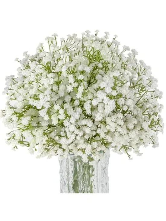 10PC Fake Baby Breath Flowers Bulk Artificial Gypsophila Wedding Bouquet White
