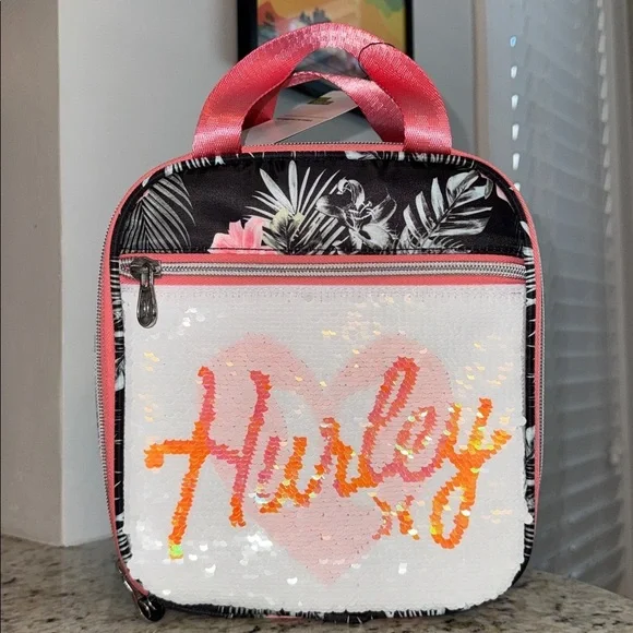 Hurley Sequin Heart Lunch Tote Bag