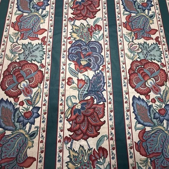 Waverly Henry Ford Old Town Fabric Jacobean Floral Stripe 2 yards X 54