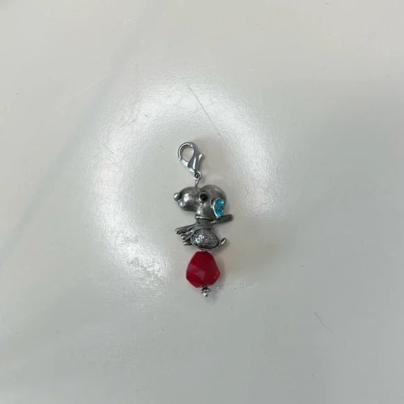 Dog Puppy Beagle Snoopy Red Gem Charm for Bracelet