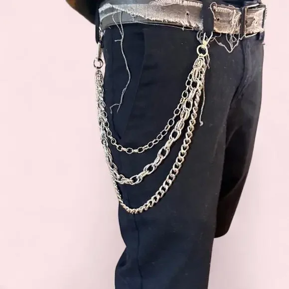 Silver Chains attachable to shorts Grunge punk emo goth skater