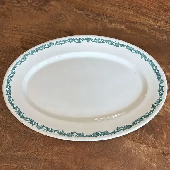 Oval Blue White Platter Syracuse China Restaurant Ware Diner 16 x11.75