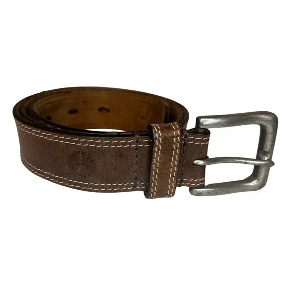 Timberland Genuine Brown Leather Belt Size 32