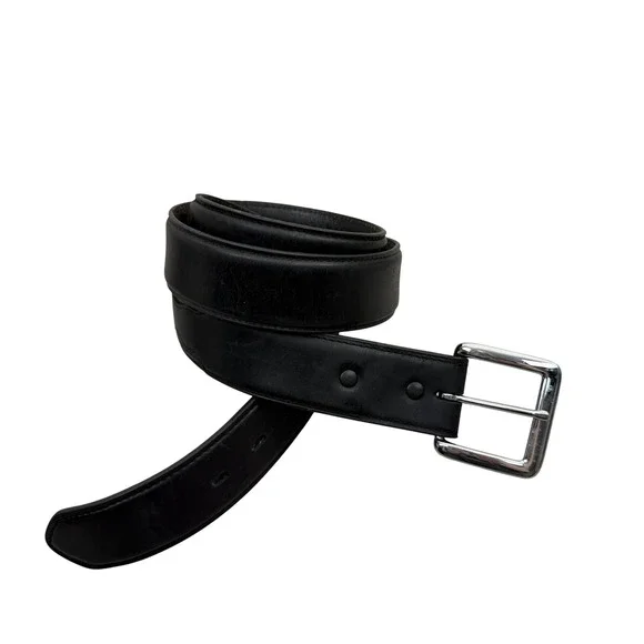 3D DDD Belt Mens Size 42 Black Genuine Leather Silver Buckle Western Cowboy 1.25