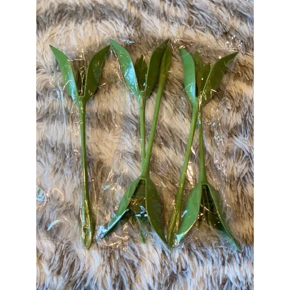 Set of 4 Green Bud Vase Flower‎ Picks Floral Stems Napkin Holder Decorations