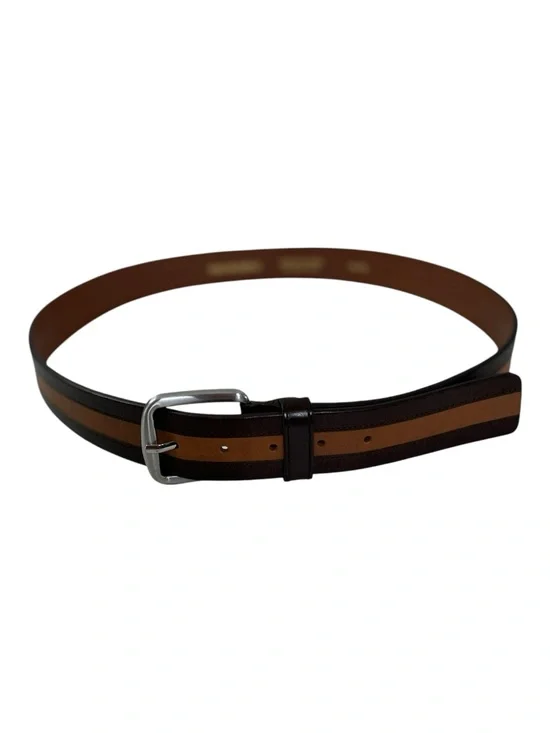 Bronzino Italy Genuine Leather Two-Tone Striped Belt - Size 38/95