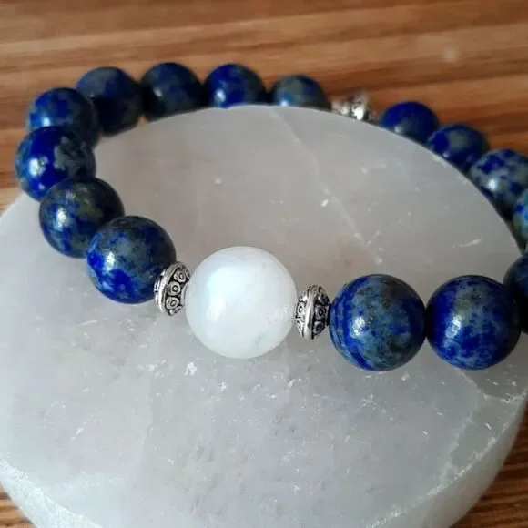 Lapis & Moonstone High Quality Beaded Stretch